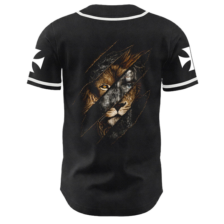 Christianartworkshop Jesus Lion Of Judah Torn Scratch 3 Nails Cross Unisex Baseball Jersey - image 10