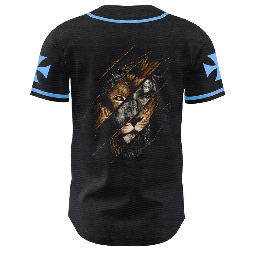 Christianartworkshop Jesus Lion Of Judah Torn Scratch 3 Nails Cross Unisex Baseball Jersey - image 7