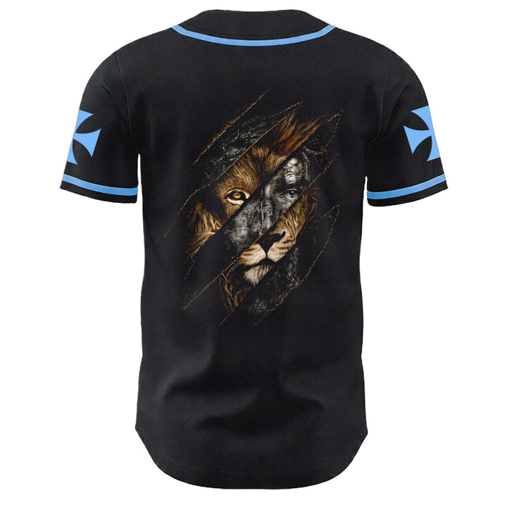 Christianartworkshop Jesus Lion Of Judah Torn Scratch 3 Nails Cross Unisex Baseball Jersey - image 7