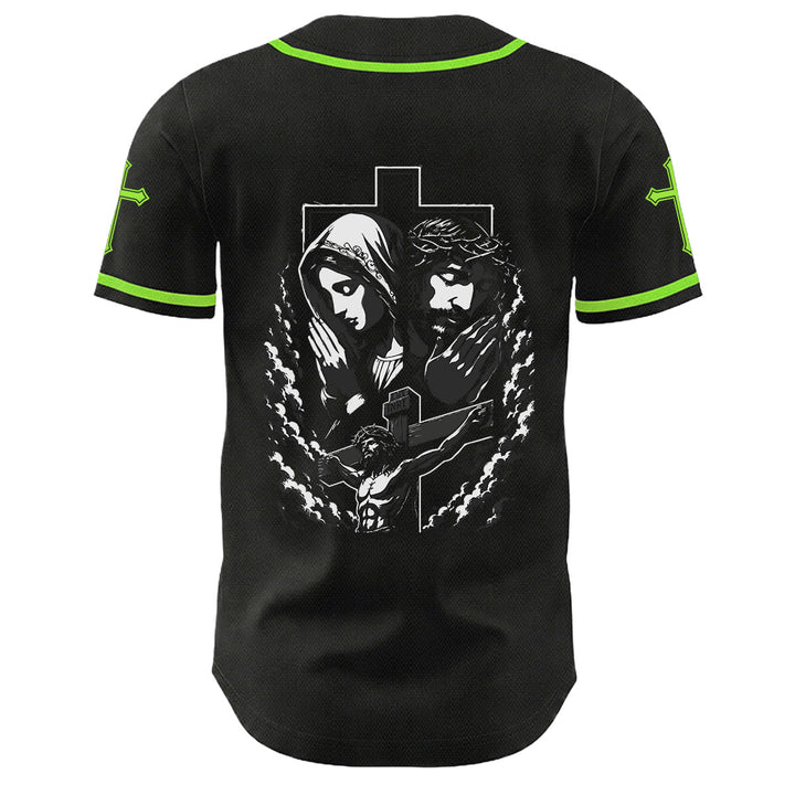 Christianartworkshop Jesus Virgin Mary Crucifix Cross Christian Unisex Baseball Jersey - image 22