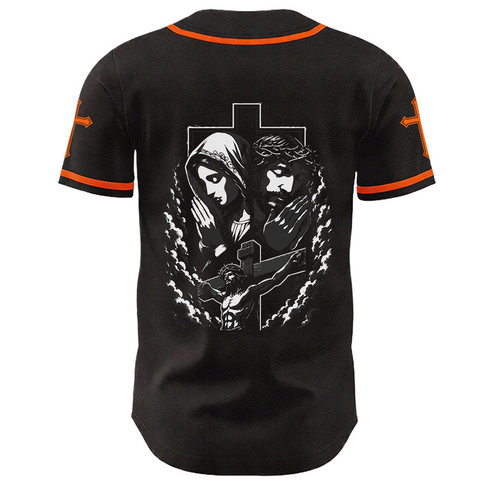 Christianartworkshop Jesus Virgin Mary Crucifix Cross Christian Unisex Baseball Jersey - image 19