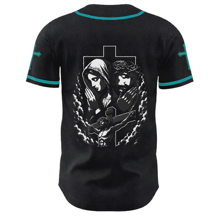 Christianartworkshop Jesus Virgin Mary Crucifix Cross Christian Unisex Baseball Jersey - image 10