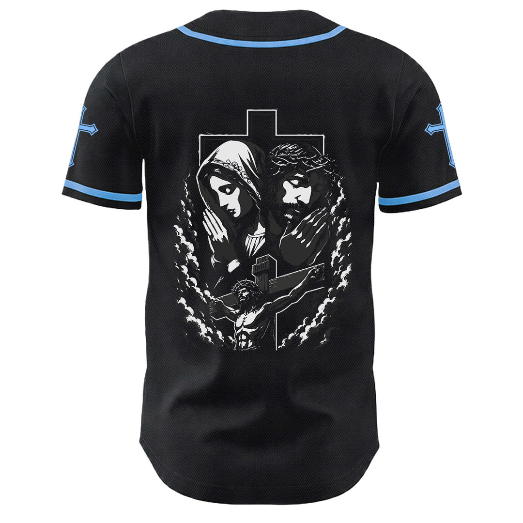 Christianartworkshop Jesus Virgin Mary Crucifix Cross Christian Unisex Baseball Jersey - image 13