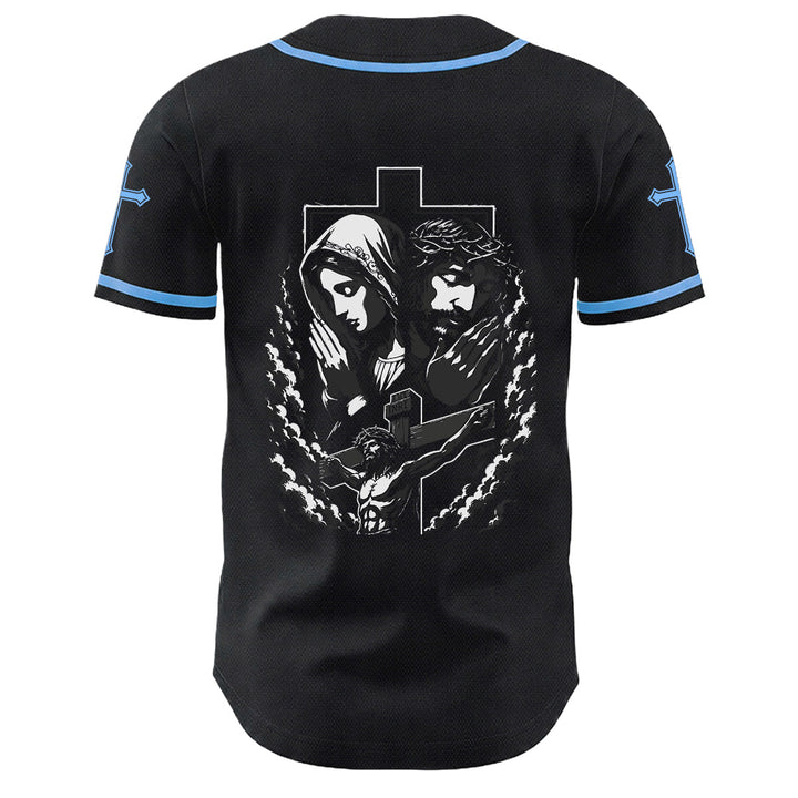 Christianartworkshop Jesus Virgin Mary Crucifix Cross Christian Unisex Baseball Jersey - image 13
