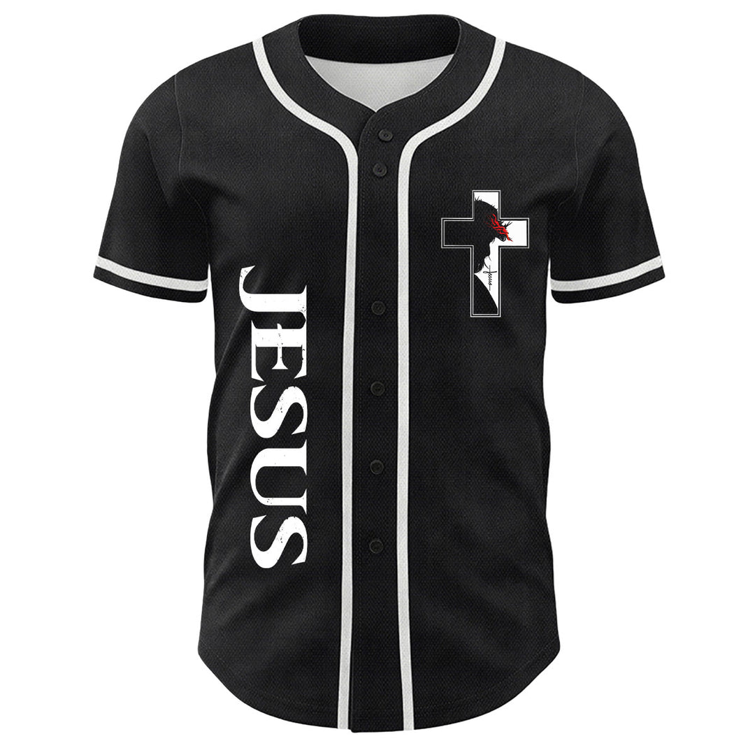 Christian Virgin Mary Jesus Crucifix Cross Graphic Baseball Jersey - image 5