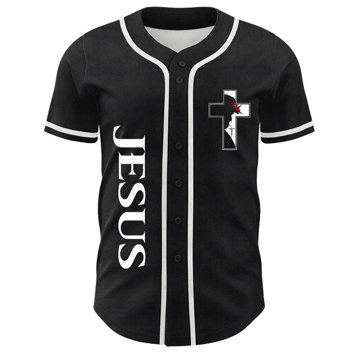 Christian Virgin Mary Jesus Crucifix Cross Graphic Baseball Jersey - image 5