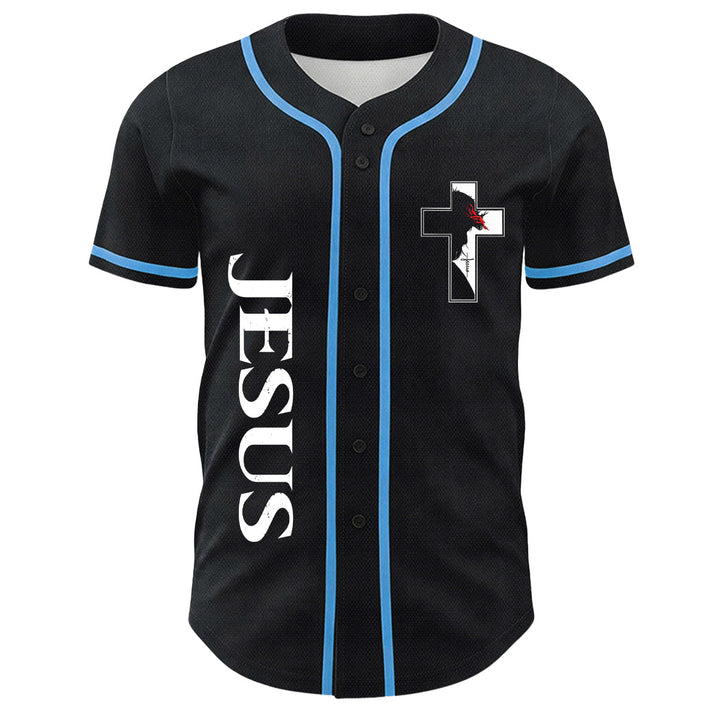 Christian Virgin Mary Jesus Crucifix Cross Graphic Baseball Jersey - image 17