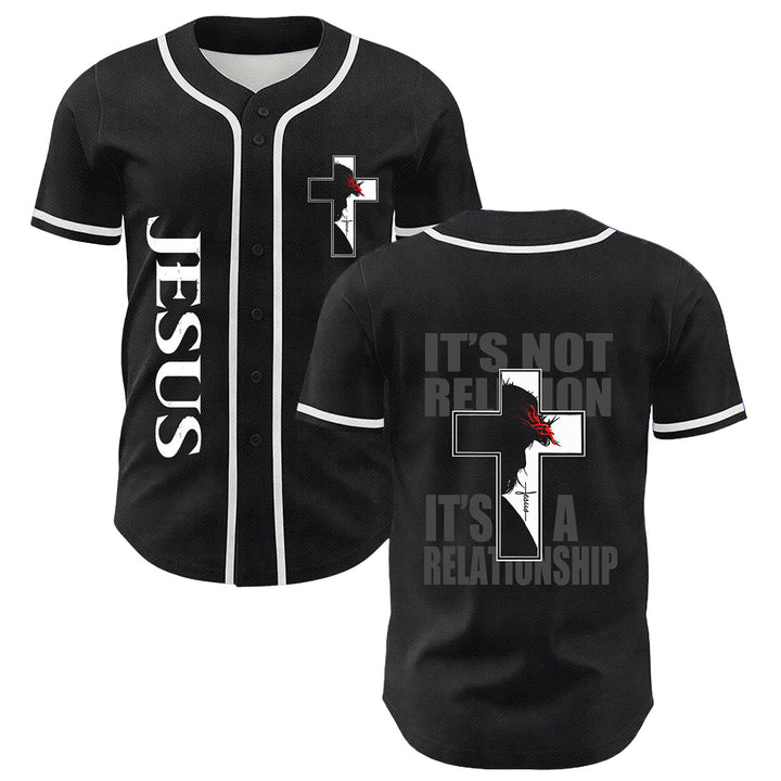 Christian Virgin Mary Jesus Crucifix Cross Graphic Baseball Jersey - White - 5XL - image 3