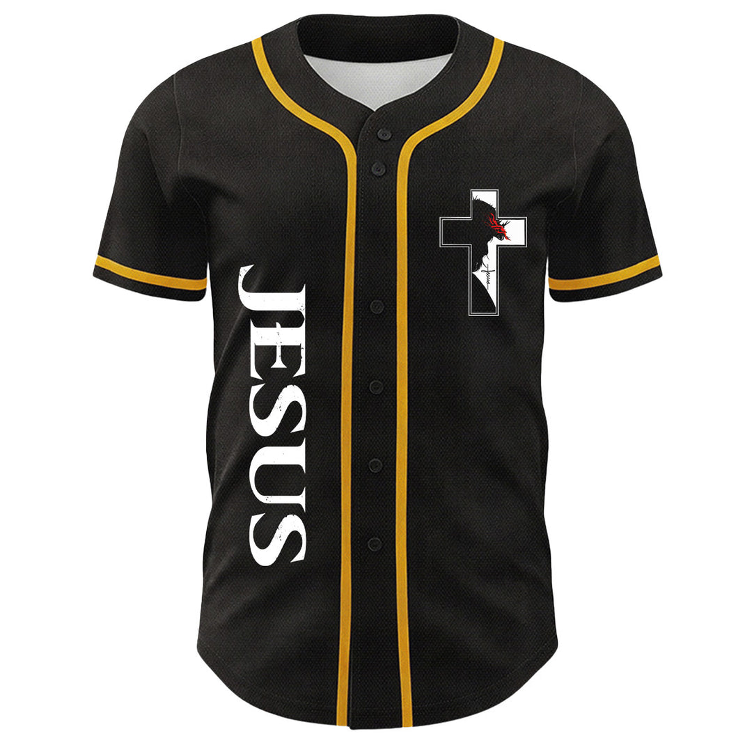 Christian Virgin Mary Jesus Crucifix Cross Graphic Baseball Jersey - image 11