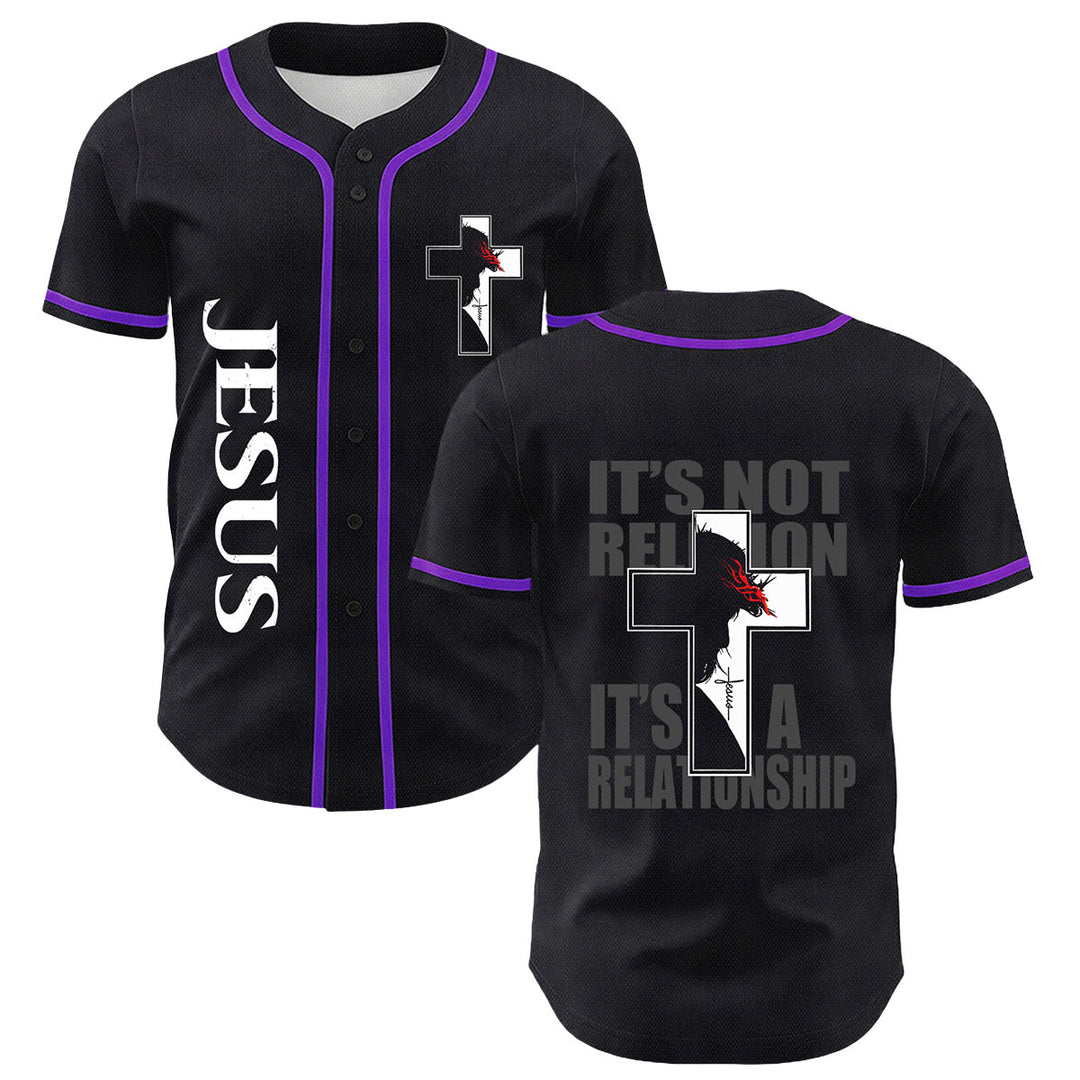 Christian Virgin Mary Jesus Crucifix Cross Graphic Baseball Jersey - Purple - 5XL - image 24
