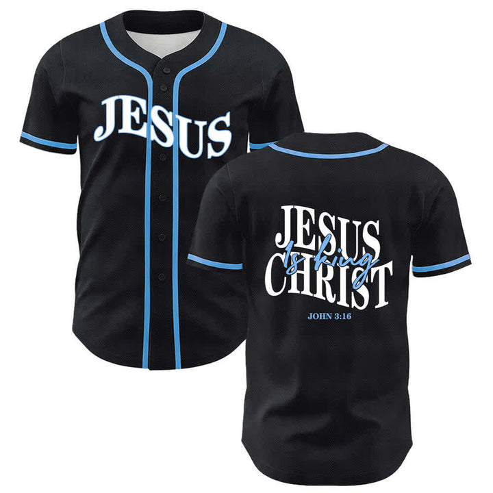 Christianartworkshop Jesus Is King John 3:16 Unisex Baseball Jersey - Blue - 5XL - image 9