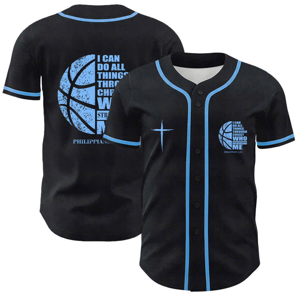 Christianartworkshop Basketball I Can Do All Things Through Christ Unisex Baseball Jersey - Blue - 5XL - image 6