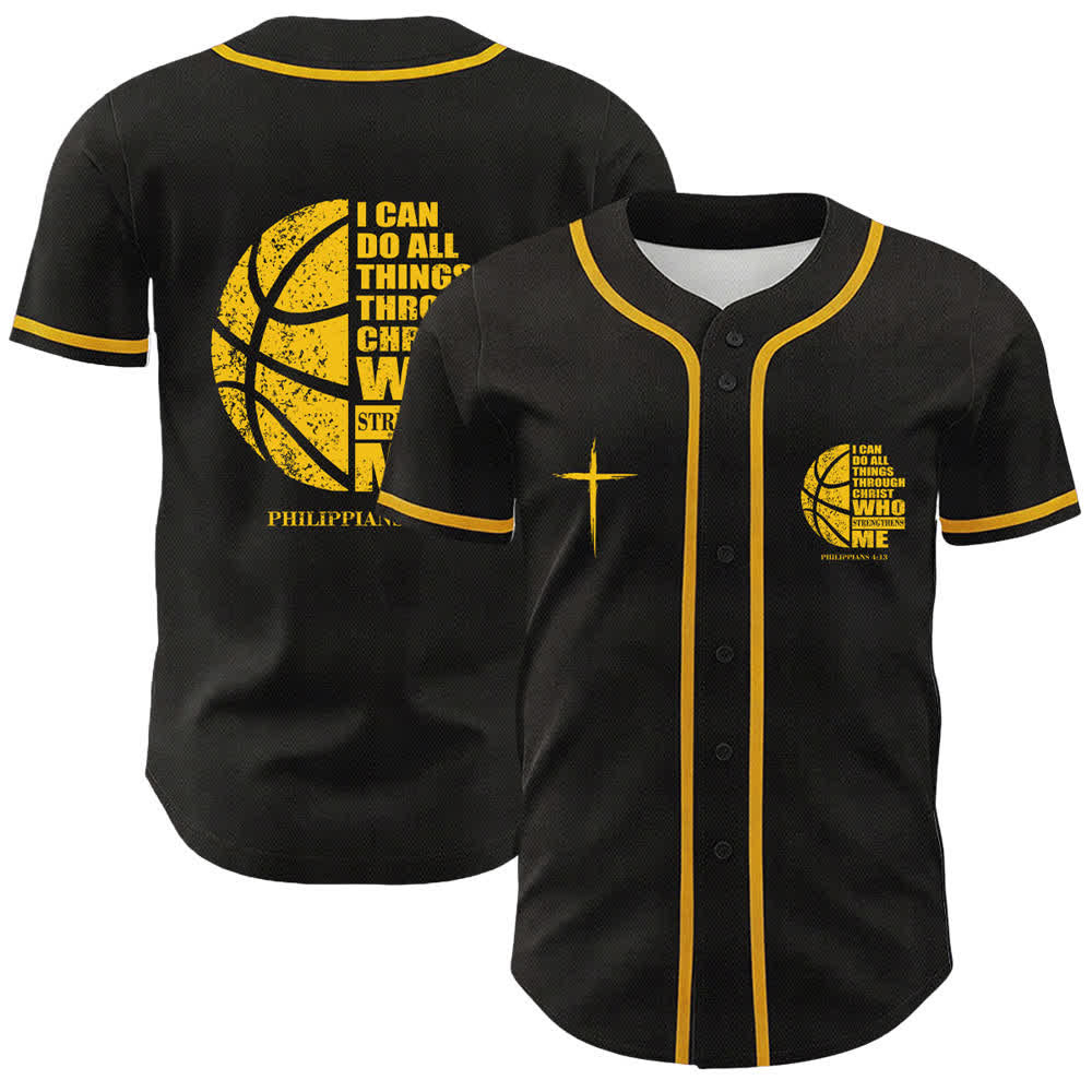 Christianartworkshop Basketball I Can Do All Things Through Christ Unisex Baseball Jersey - Yellow - 5XL - image 9