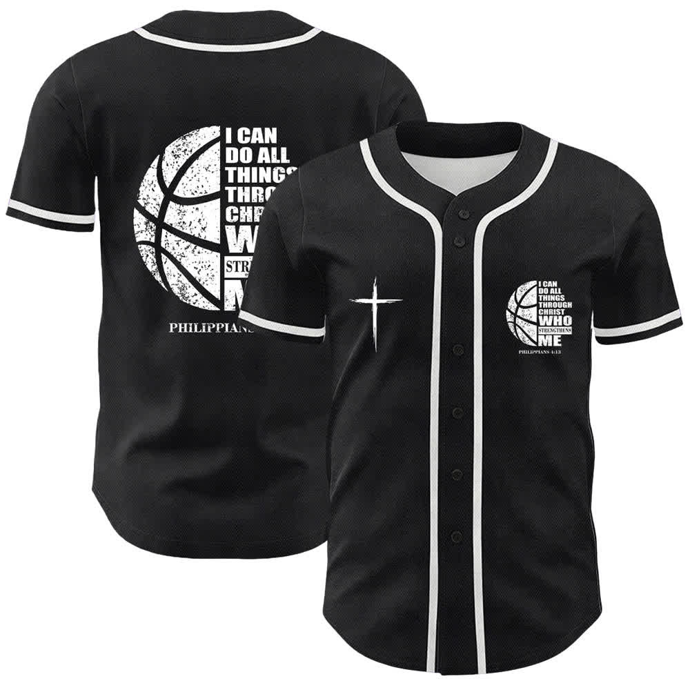 Christianartworkshop Basketball I Can Do All Things Through Christ Unisex Baseball Jersey - White - 5XL - image 0