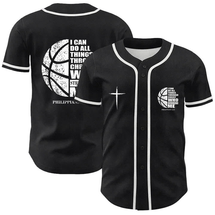 Christianartworkshop Basketball I Can Do All Things Through Christ Unisex Baseball Jersey - White - 5XL - image 0