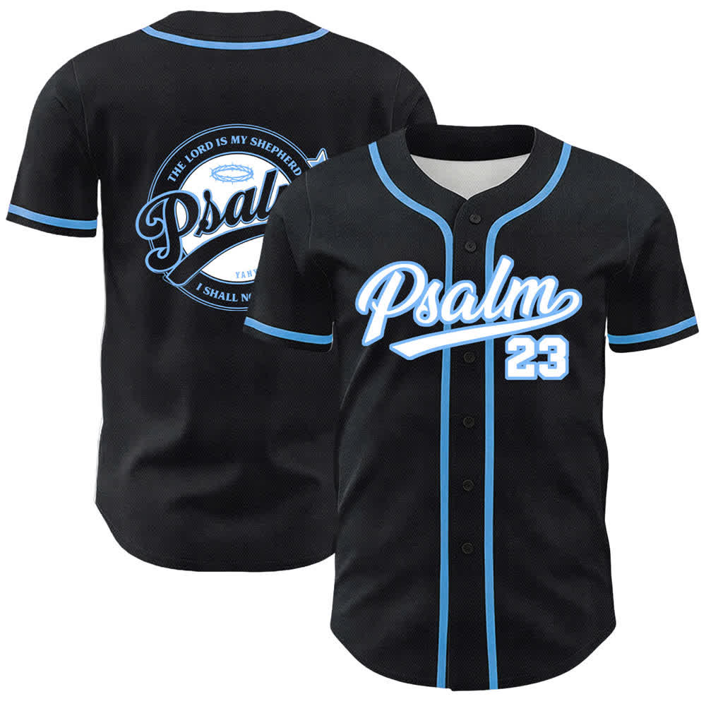 Christianartworkshop Psalm 23 The Lord Is My Shepherd Unisex Baseball Jersey - Blue - 5XL - image 3