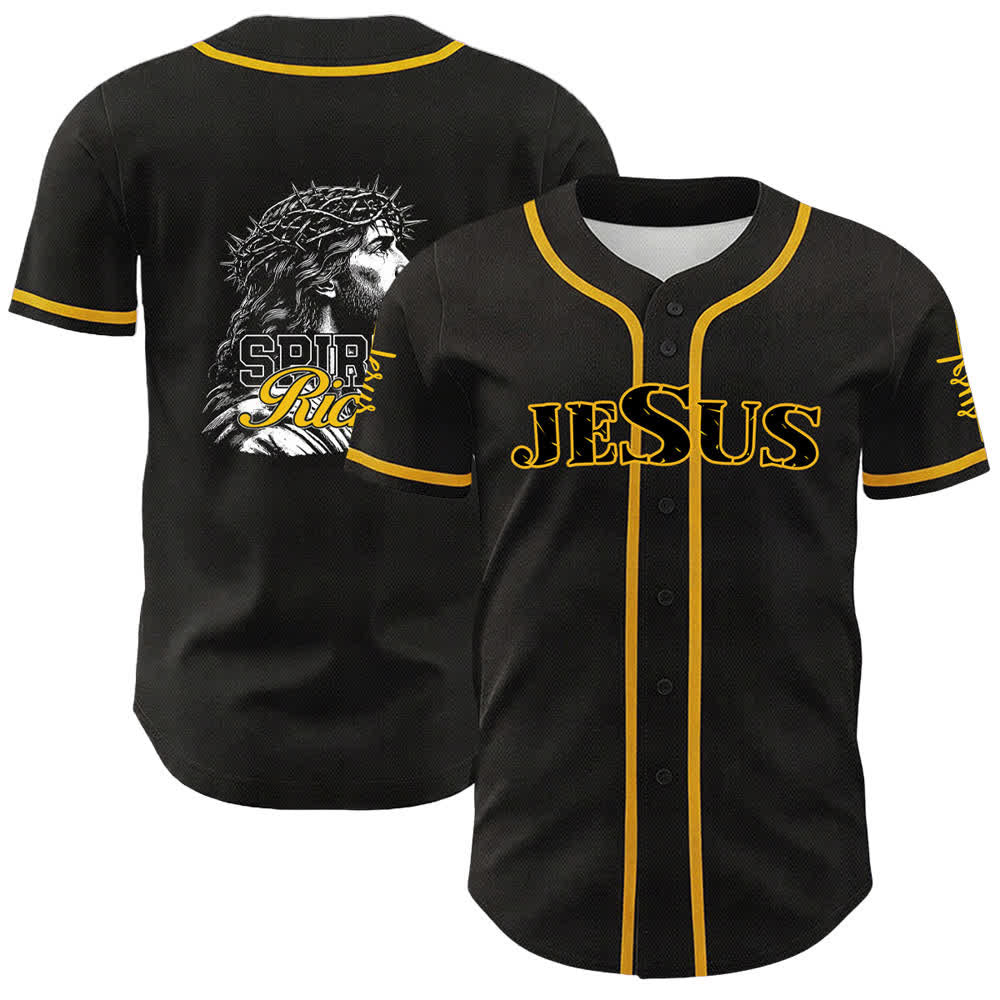 Christianartworkshop Jesus Spirit Rich Crown Of Thorns Portrait Unisex Baseball Jersey - Yellow - 5XL - image 3