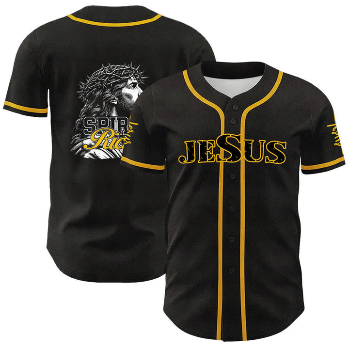 Christianartworkshop Jesus Spirit Rich Crown Of Thorns Portrait Unisex Baseball Jersey - Yellow - 5XL - image 3