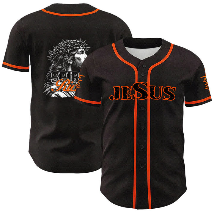 Christianartworkshop Jesus Spirit Rich Crown Of Thorns Portrait Unisex Baseball Jersey - Orange - 5XL - image 12