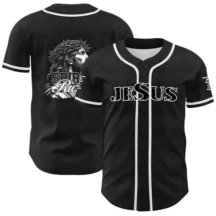 Christianartworkshop Jesus Spirit Rich Crown Of Thorns Portrait Unisex Baseball Jersey - White - 5XL - image 6