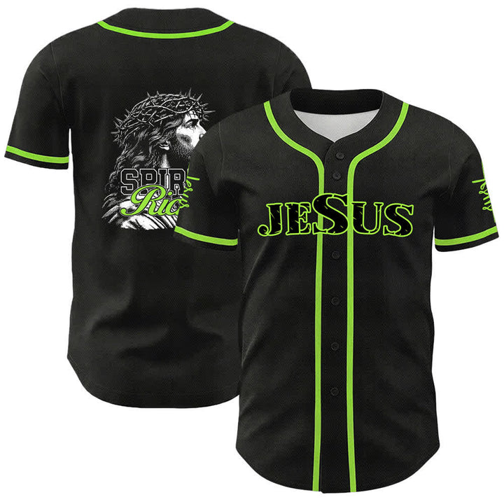 Christianartworkshop Jesus Spirit Rich Crown Of Thorns Portrait Unisex Baseball Jersey - Light Green - 5XL - image 15