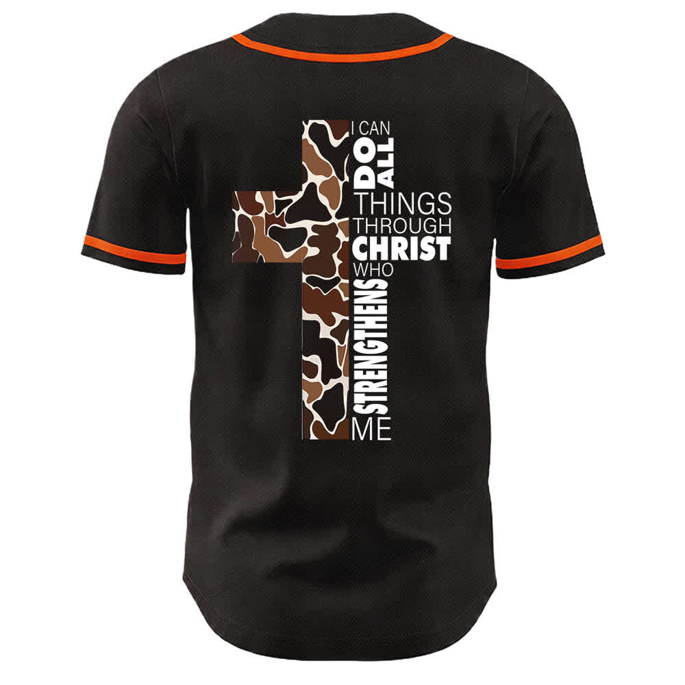 Christianartworkshop Leopard Print Cross I Can Do All Things Through Christ Unisex Baseball Jersey - image 10