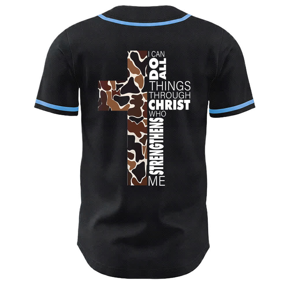 Christianartworkshop Leopard Print Cross I Can Do All Things Through Christ Unisex Baseball Jersey - image 13