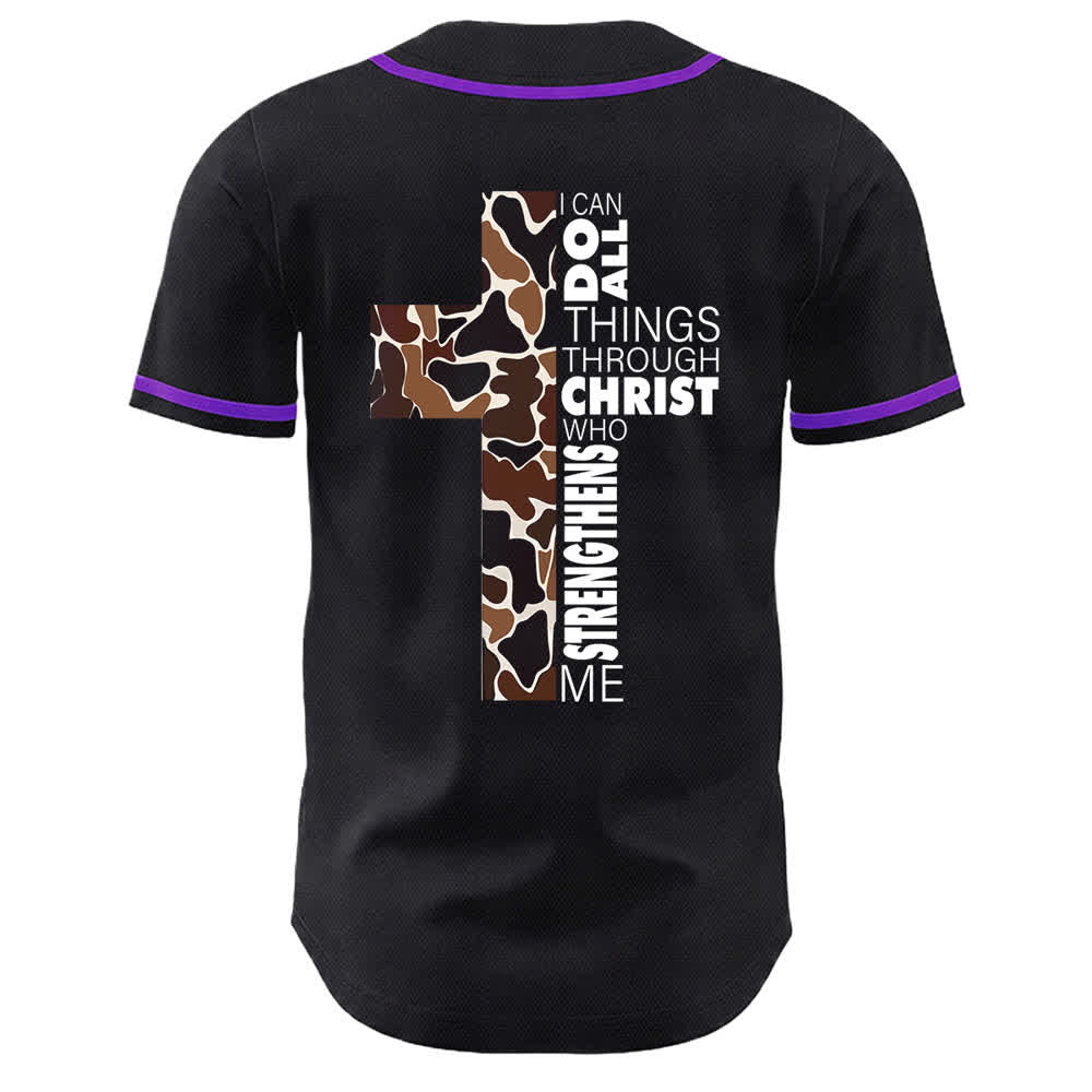 Christianartworkshop Leopard Print Cross I Can Do All Things Through Christ Unisex Baseball Jersey - image 19
