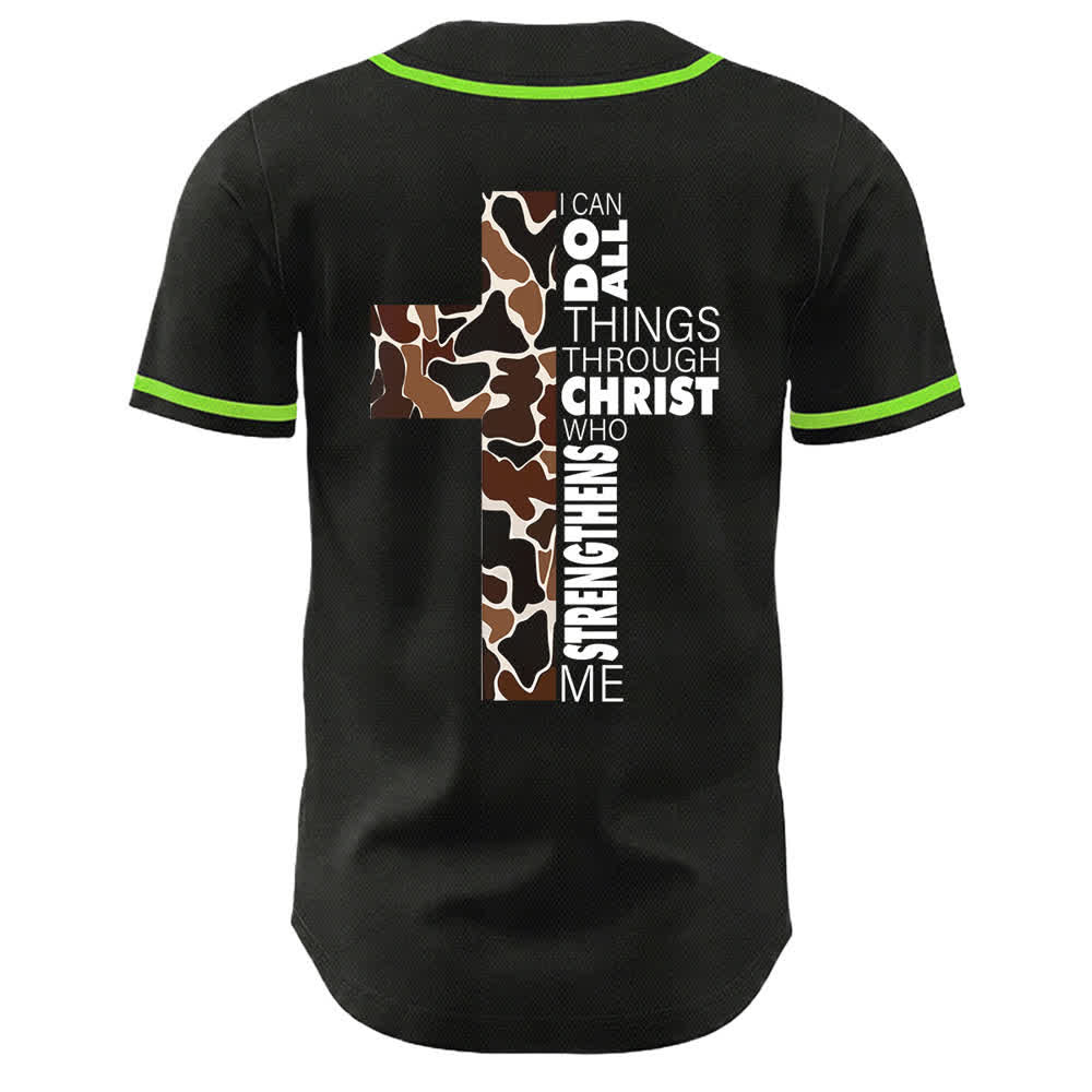 Christianartworkshop Leopard Print Cross I Can Do All Things Through Christ Unisex Baseball Jersey - image 16