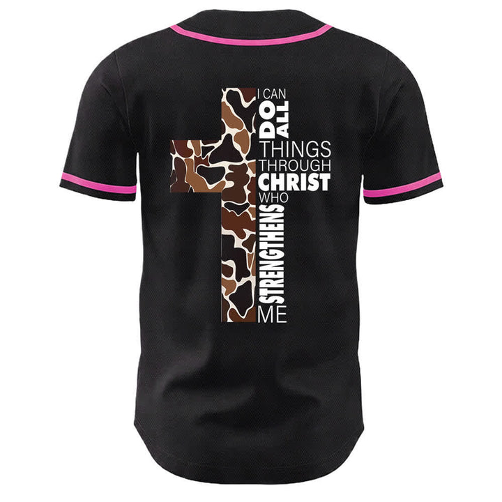 Christianartworkshop Leopard Print Cross I Can Do All Things Through Christ Unisex Baseball Jersey - image 22