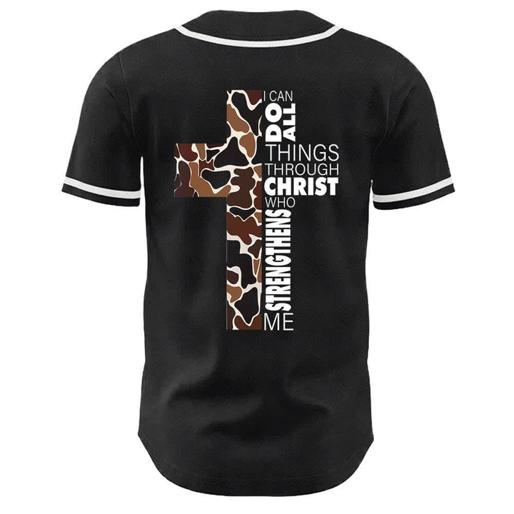 Christianartworkshop Leopard Print Cross I Can Do All Things Through Christ Unisex Baseball Jersey - image 4