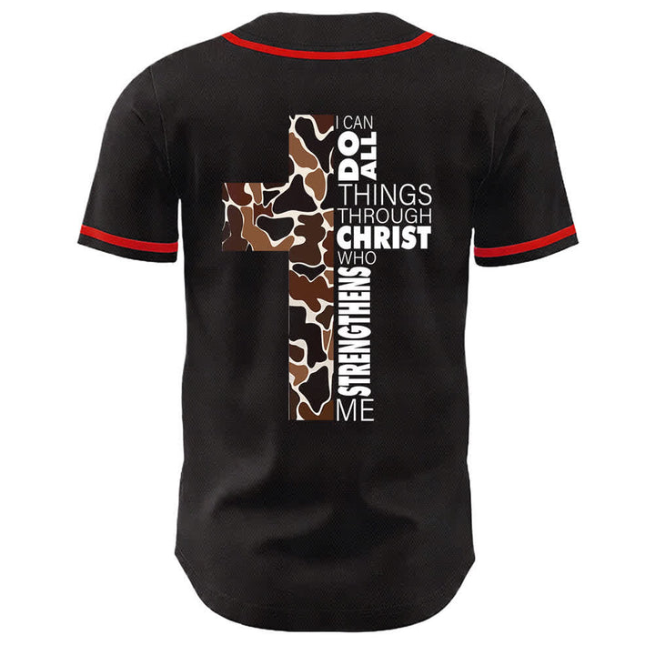 Christianartworkshop Leopard Print Cross I Can Do All Things Through Christ Unisex Baseball Jersey - image 7