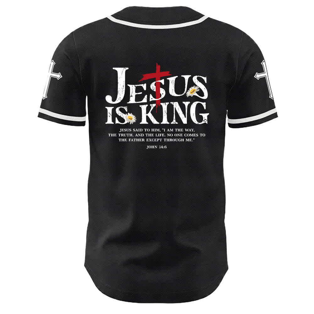 Christianartworkshop Jesus Is King John 14:6 3 Nails 1 Cross Unisex Baseball Jersey - image 7