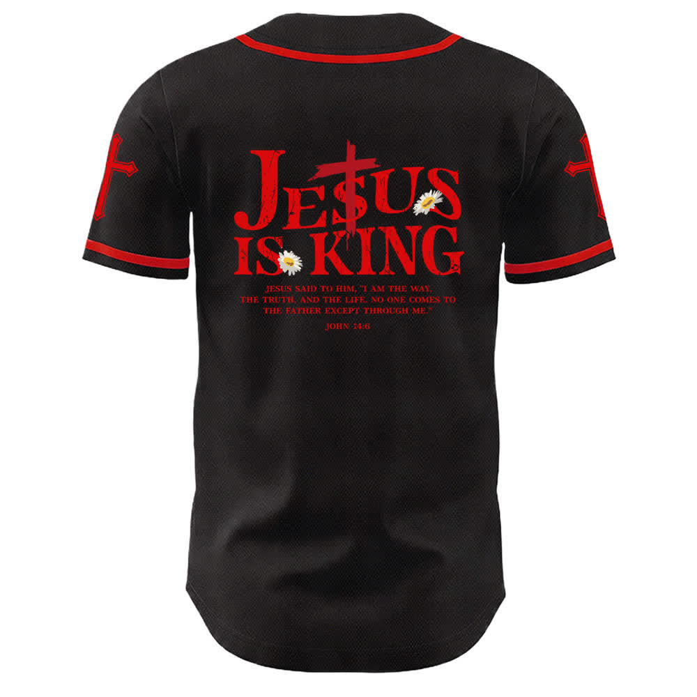 Christianartworkshop Jesus Is King John 14:6 3 Nails 1 Cross Unisex Baseball Jersey - image 1