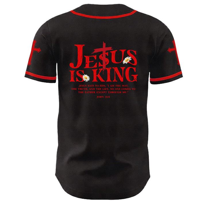 Christianartworkshop Jesus Is King John 14:6 3 Nails 1 Cross Unisex Baseball Jersey - image 1