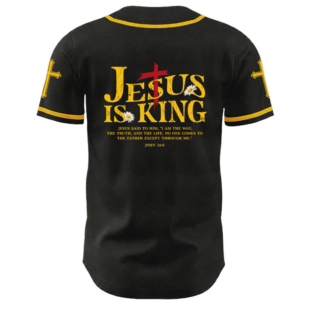 Christianartworkshop Jesus Is King John 14:6 3 Nails 1 Cross Unisex Baseball Jersey - image 4