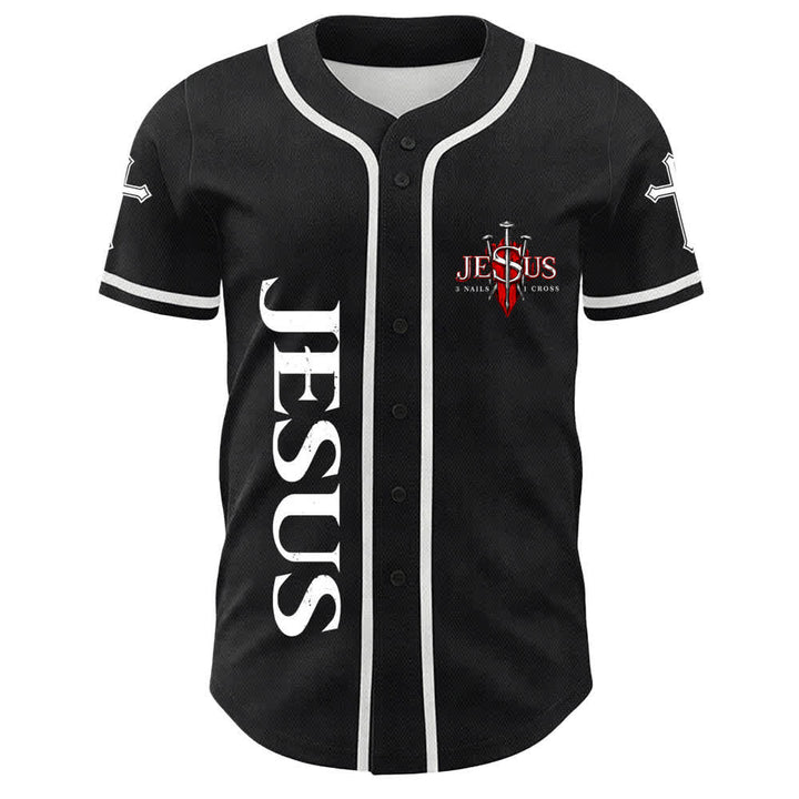 Christianartworkshop Jesus Is King John 14:6 3 Nails 1 Cross Unisex Baseball Jersey - image 8