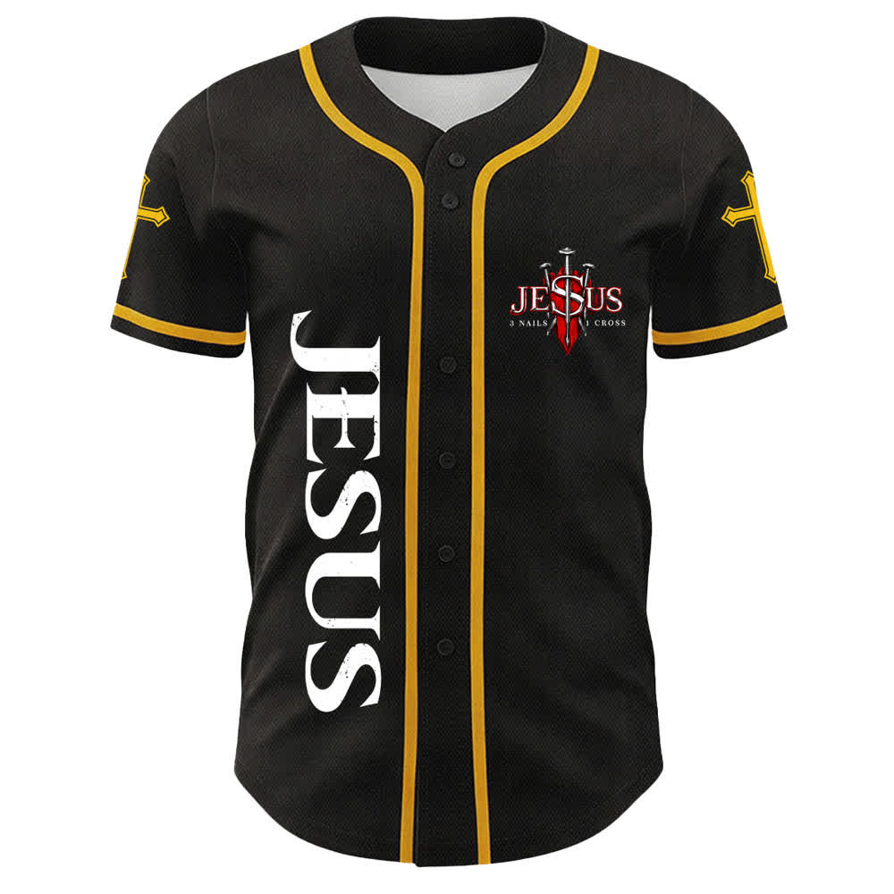 Christianartworkshop Jesus Is King John 14:6 3 Nails 1 Cross Unisex Baseball Jersey - image 5