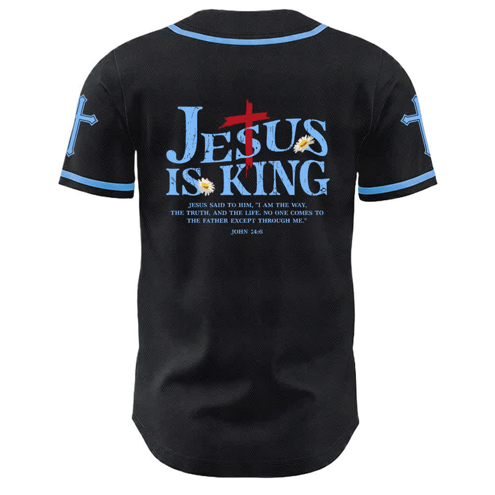 Christianartworkshop Jesus Is King John 14:6 3 Nails 1 Cross Unisex Baseball Jersey - image 13
