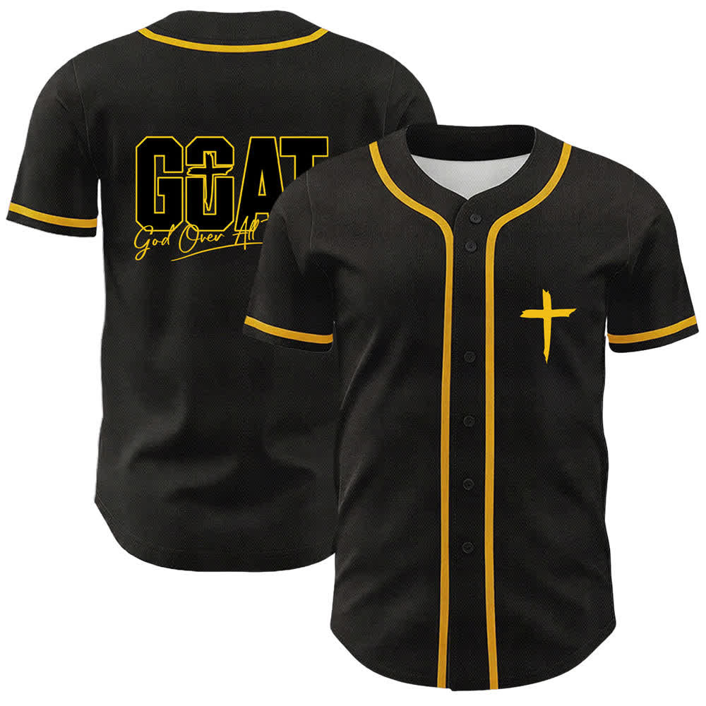 Christianartworkshop GOAT God Over All Things Simple Cross Unisex Baseball Jersey - Yellow - 5XL - image 0