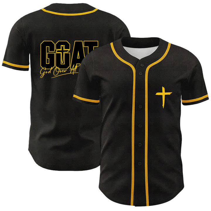Christianartworkshop GOAT God Over All Things Simple Cross Unisex Baseball Jersey - Yellow - 5XL - image 0
