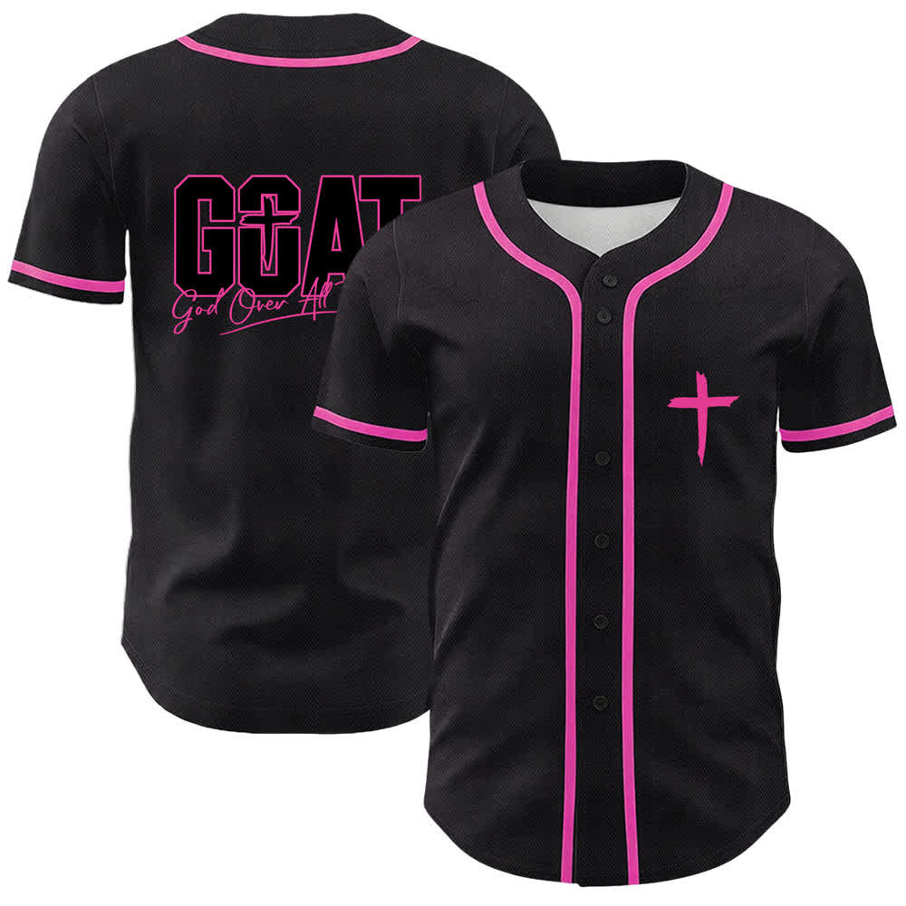 Christianartworkshop GOAT God Over All Things Simple Cross Unisex Baseball Jersey - Pink - 5XL - image 21