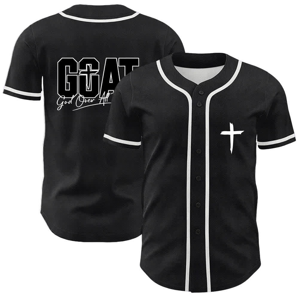 Christianartworkshop GOAT God Over All Things Simple Cross Unisex Baseball Jersey - White - 5XL - image 3