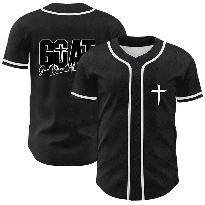 Christianartworkshop GOAT God Over All Things Simple Cross Unisex Baseball Jersey - White - 5XL - image 3