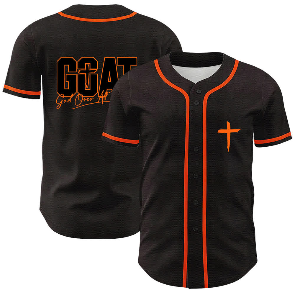 Christianartworkshop GOAT God Over All Things Simple Cross Unisex Baseball Jersey - Orange - 5XL - image 9