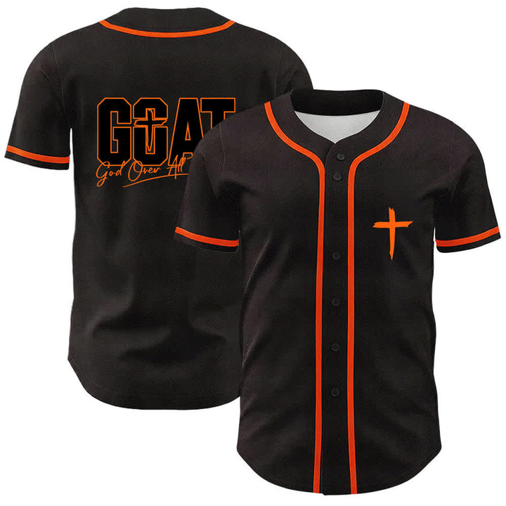Christianartworkshop GOAT God Over All Things Simple Cross Unisex Baseball Jersey - Orange - 5XL - image 9