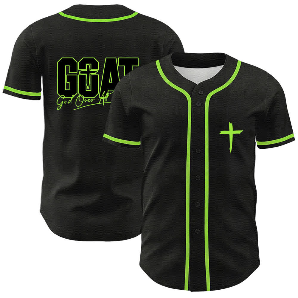Christianartworkshop GOAT God Over All Things Simple Cross Unisex Baseball Jersey - Light Green - 5XL - image 15