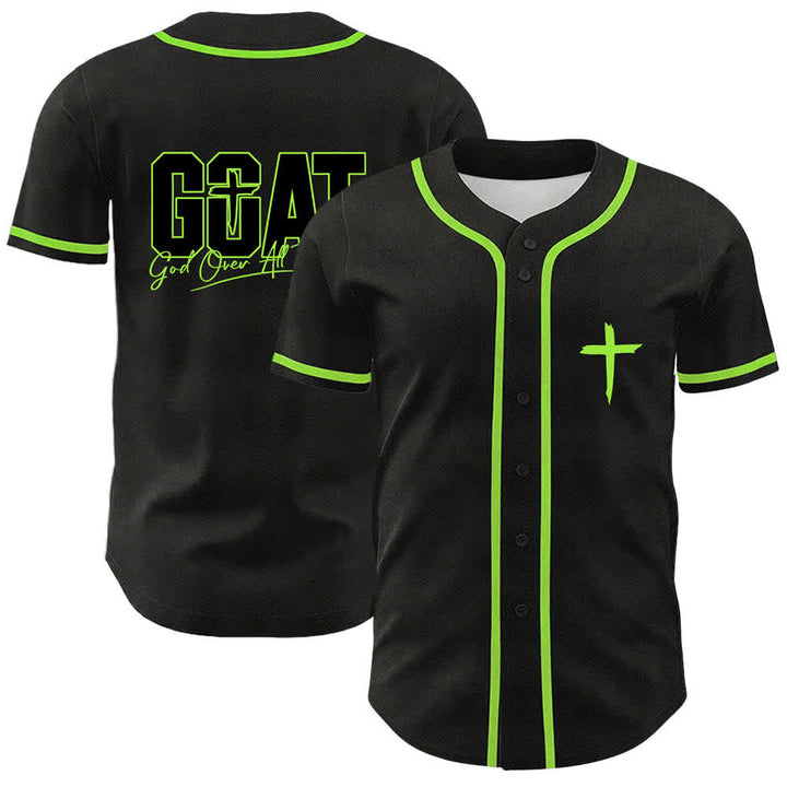 Christianartworkshop GOAT God Over All Things Simple Cross Unisex Baseball Jersey - Light Green - 5XL - image 15