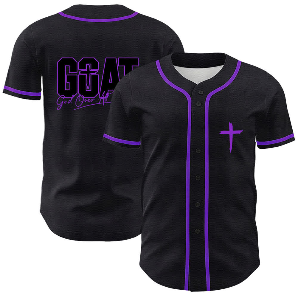 Christianartworkshop GOAT God Over All Things Simple Cross Unisex Baseball Jersey - Purple - 5XL - image 18