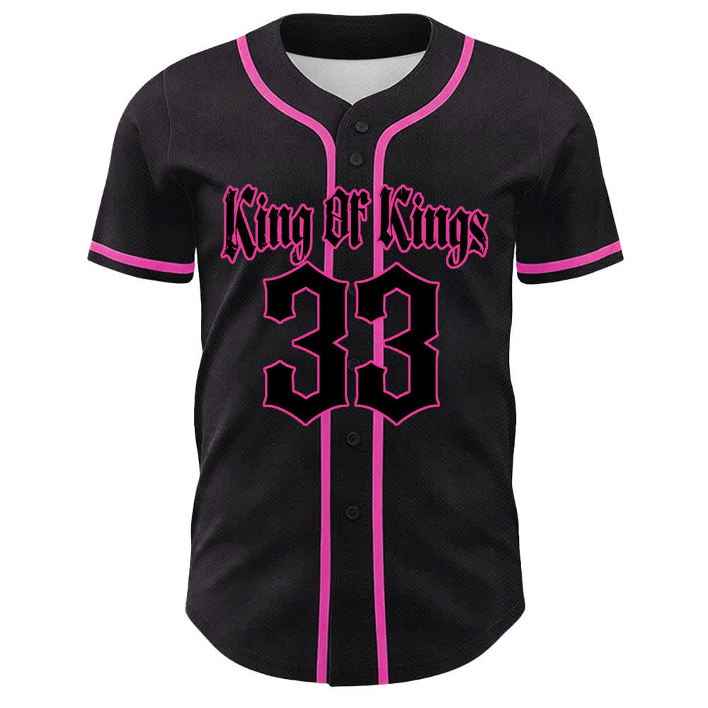 Christianartworkshop King Of Kings Number 33 Jesus Carrying Cross Unisex Baseball Jersey - Pink - 5XL - image 21